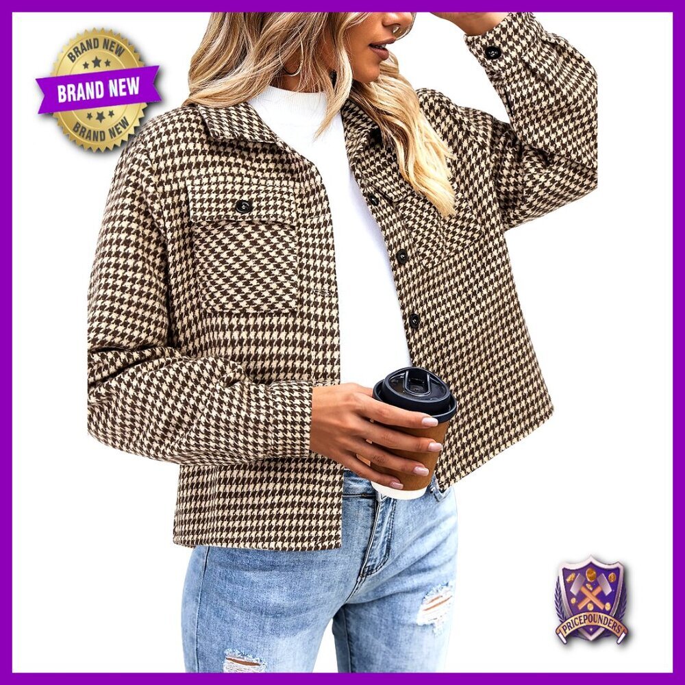 Cropped Flannel Shacket Jacket Plaid Button Down Vintage Y2K Chic Casual Tops - Picture 1 of 7